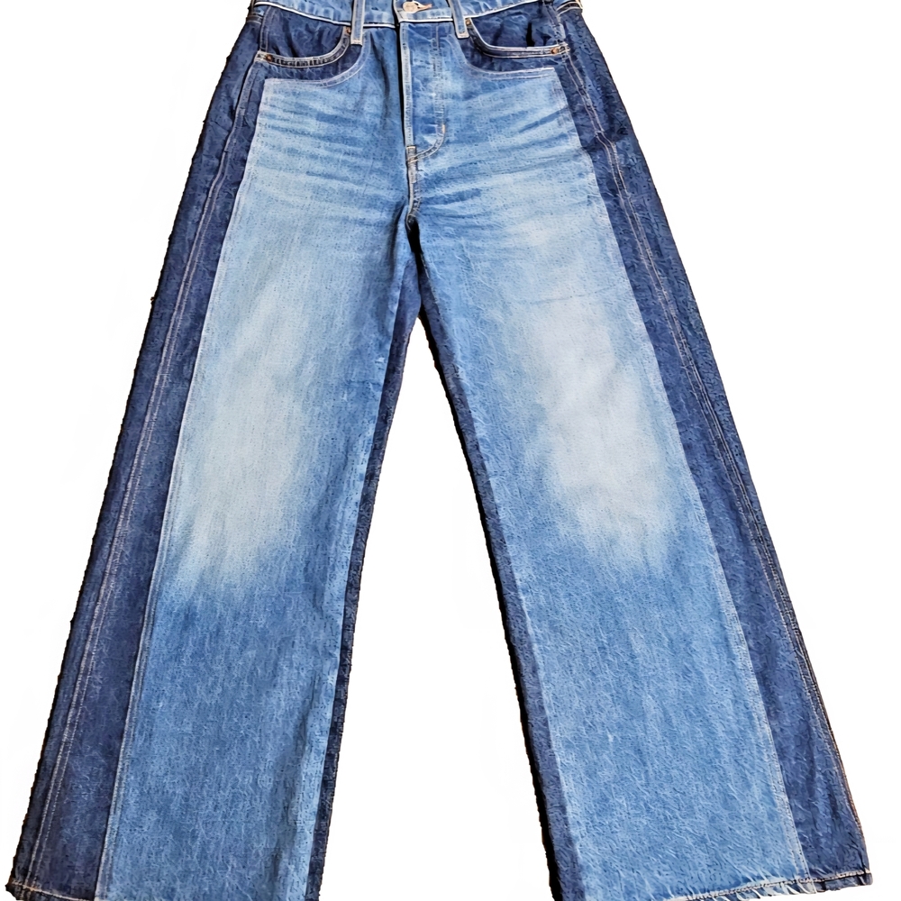 Veronica Beard Blue Two-Tone Flare Jeans